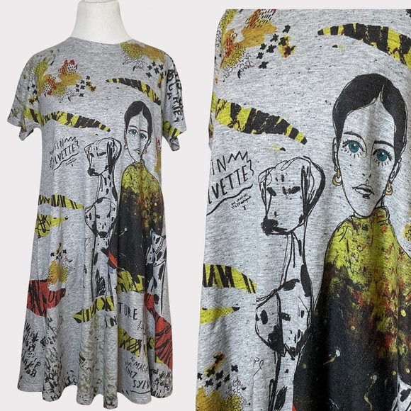 Inoah Gray Mini Dress | Rare | Pockets | Wearable Art | USA | Small - Picture 1 of 11